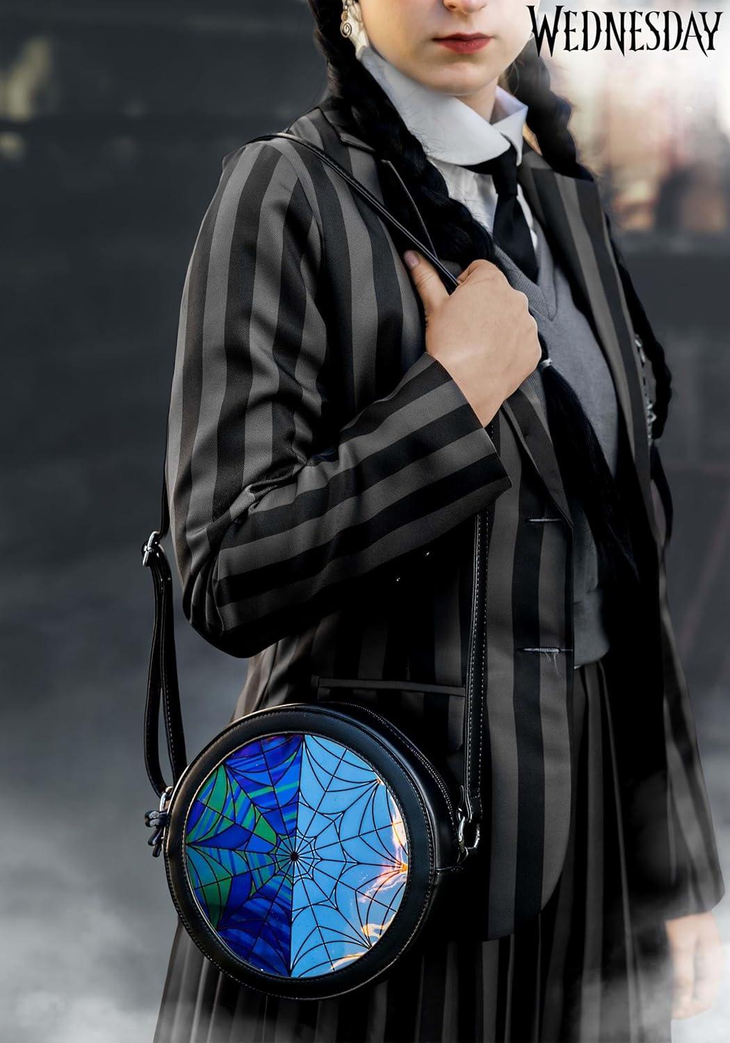 image:imageNevermore Academy Wednesday Dorm Purse Crossbody Handbag Shoulder Bag Official Wednesday Addams Costume Accessory