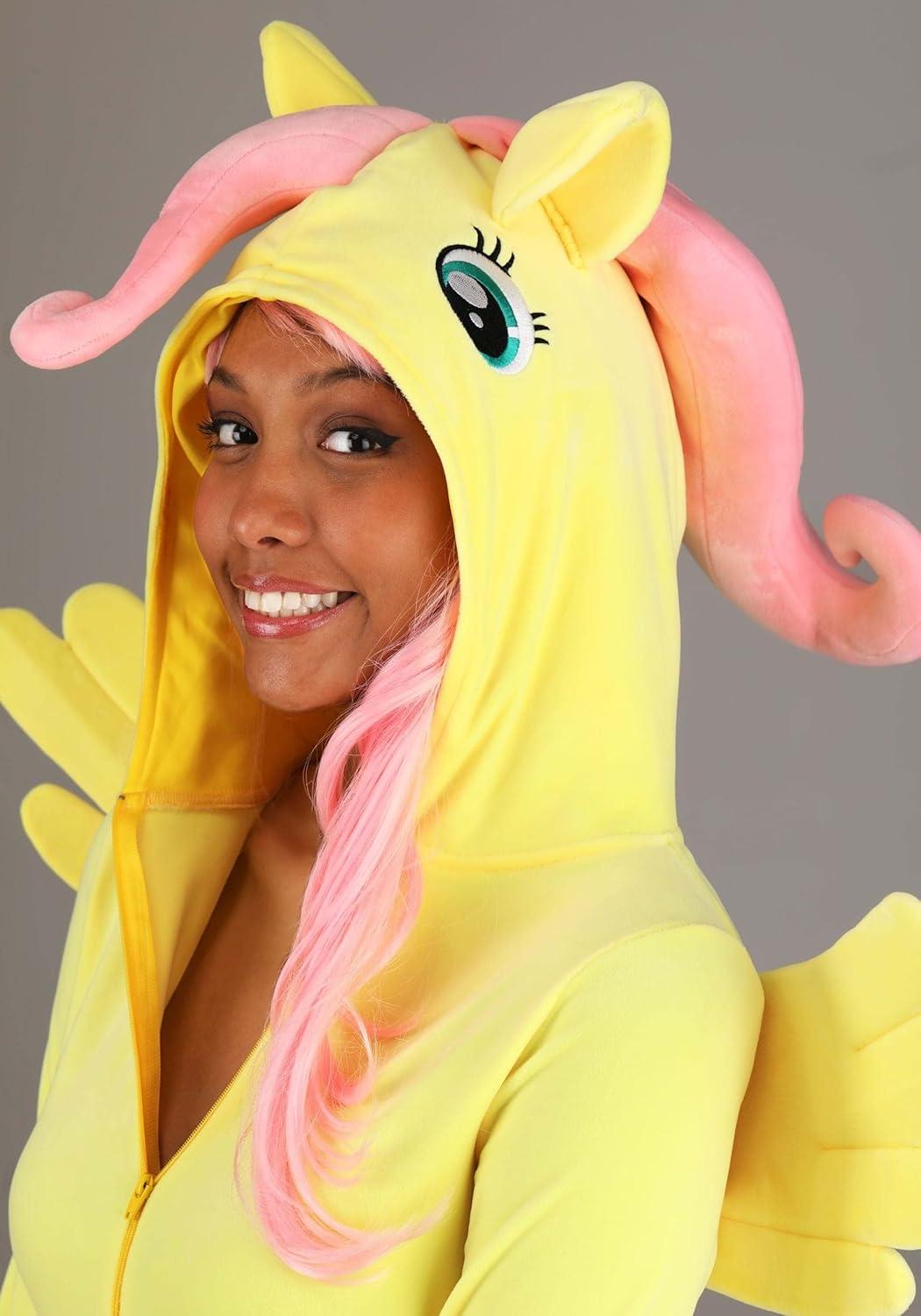 image:imagePlus Size My Little Pony Fluttershy Costume for Women Includes Jumpsuit with Attached Hood Tail Mane and Wings