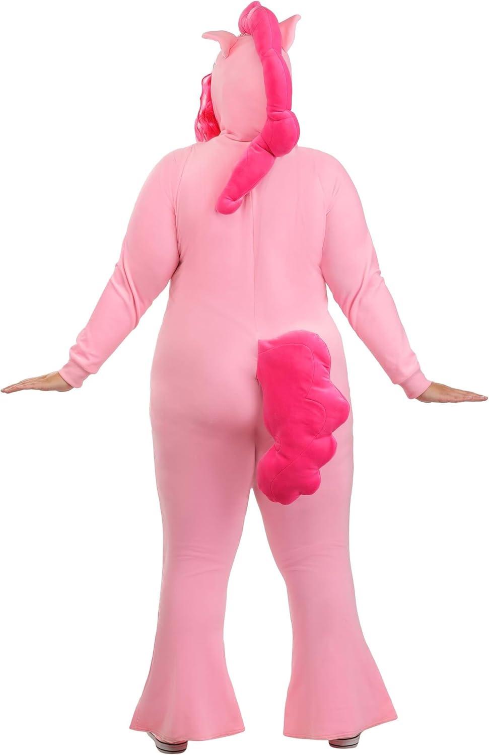image:imagePlus Size My Little Pony Pinkie Pie Costume for Women Includes Jumpsuit with Attached Hood Mane Tail and Cutie Mark