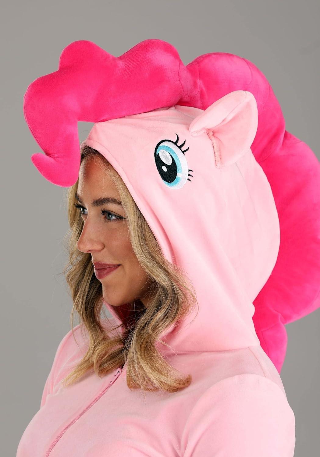 image:imagePlus Size My Little Pony Pinkie Pie Costume for Women Includes Jumpsuit with Attached Hood Mane Tail and Cutie Mark