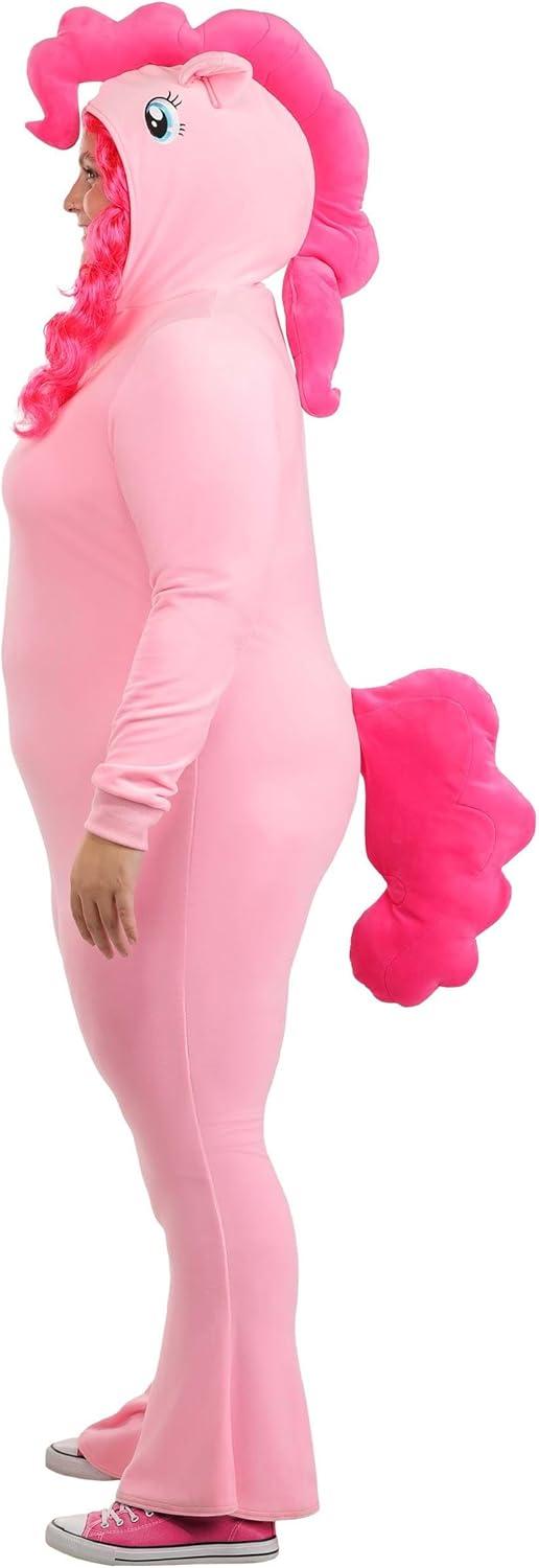image:imagePlus Size My Little Pony Pinkie Pie Costume for Women Includes Jumpsuit with Attached Hood Mane Tail and Cutie Mark