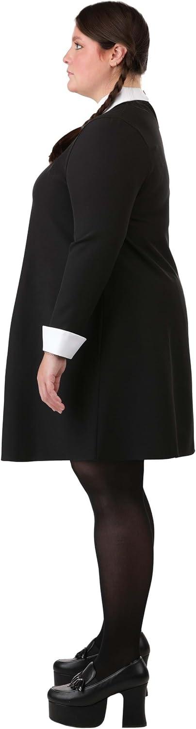 image:imagePlus Size Wednesday Addams Costume for Women 1960s Style Black Dress amp White Collar for Halloween Officially Licensed