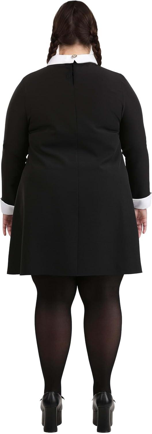 image:imagePlus Size Wednesday Addams Costume for Women 1960s Style Black Dress amp White Collar for Halloween Officially Licensed