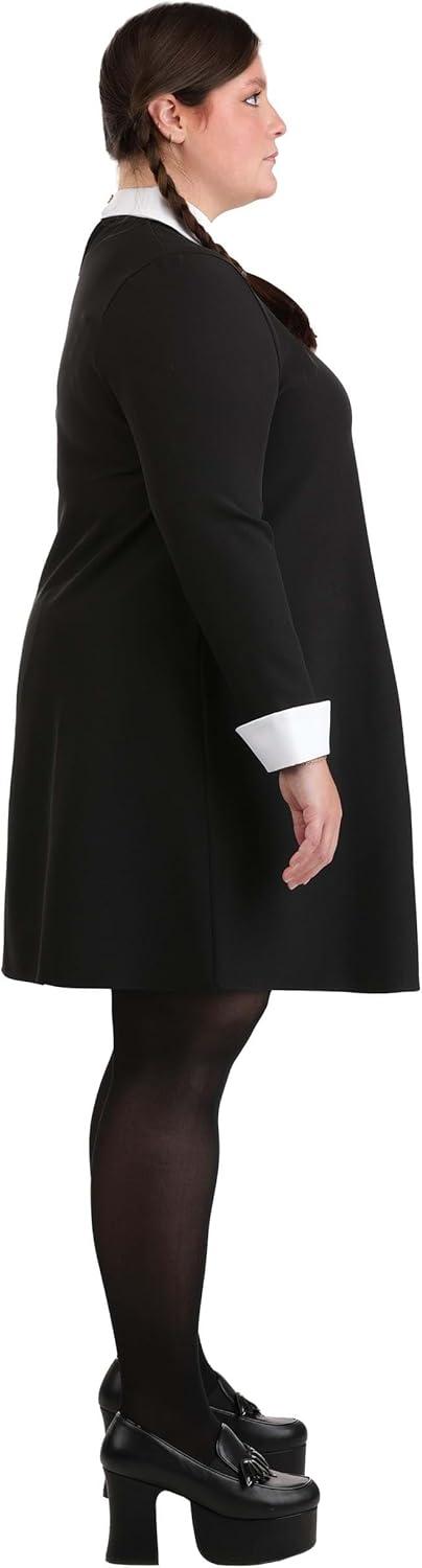 image:imagePlus Size Wednesday Addams Costume for Women 1960s Style Black Dress amp White Collar for Halloween Officially Licensed