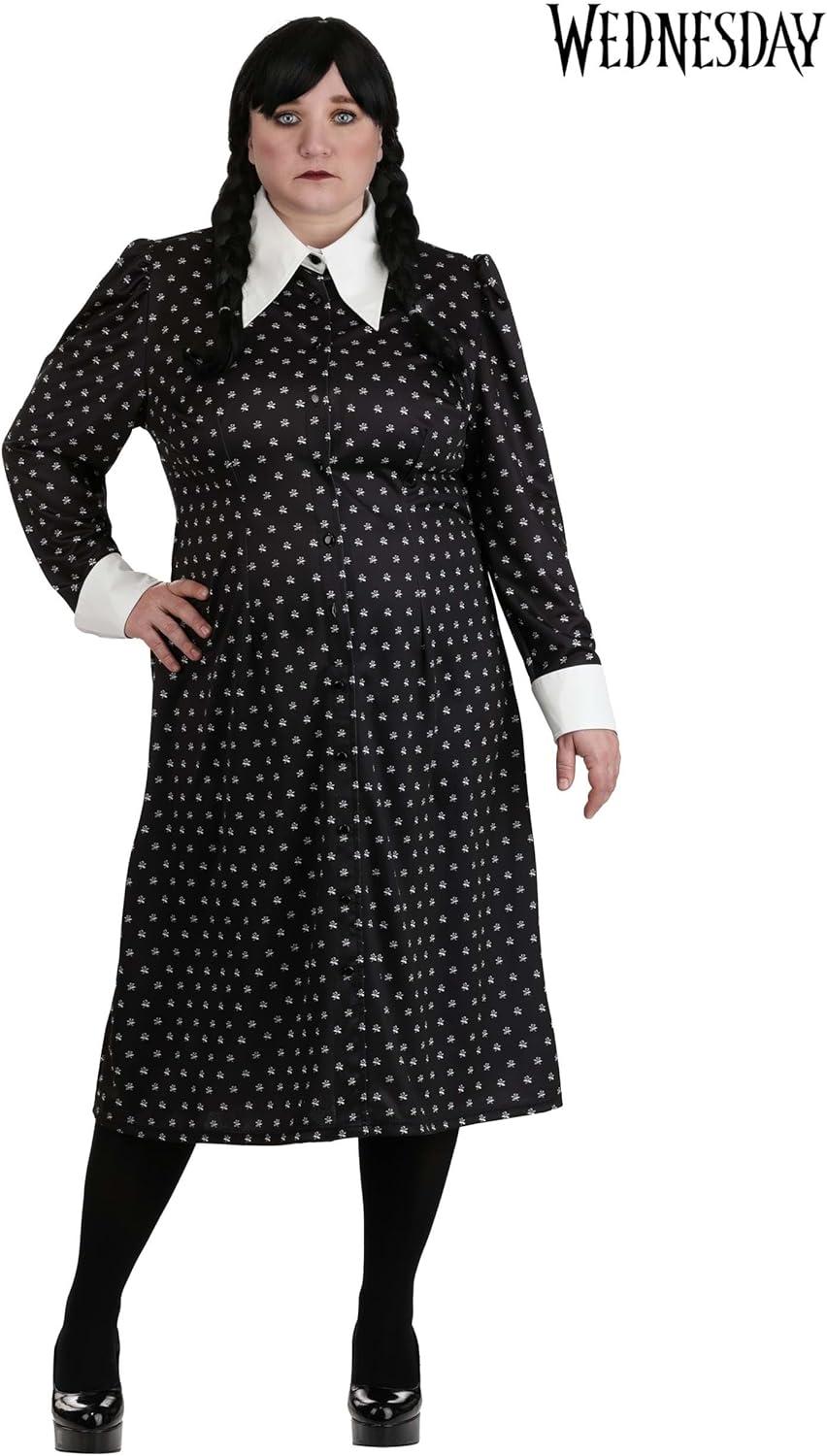 image:imagePlus Size Wednesday Addams Polka Dot Costume for Women Halloween Party Outfit Gothic Movie amp TV Show Character Dress