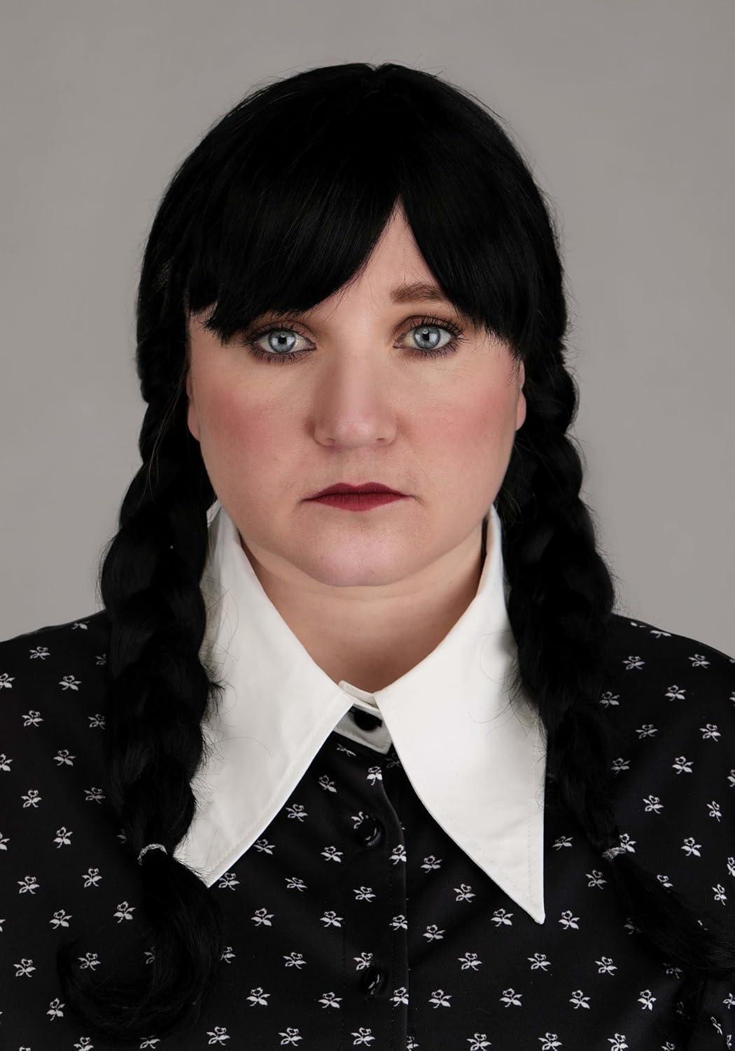 image:imagePlus Size Wednesday Addams Polka Dot Costume for Women Halloween Party Outfit Gothic Movie amp TV Show Character Dress