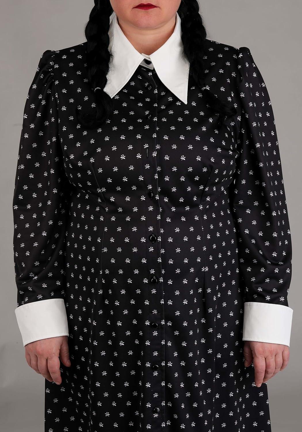 image:imagePlus Size Wednesday Addams Polka Dot Costume for Women Halloween Party Outfit Gothic Movie amp TV Show Character Dress