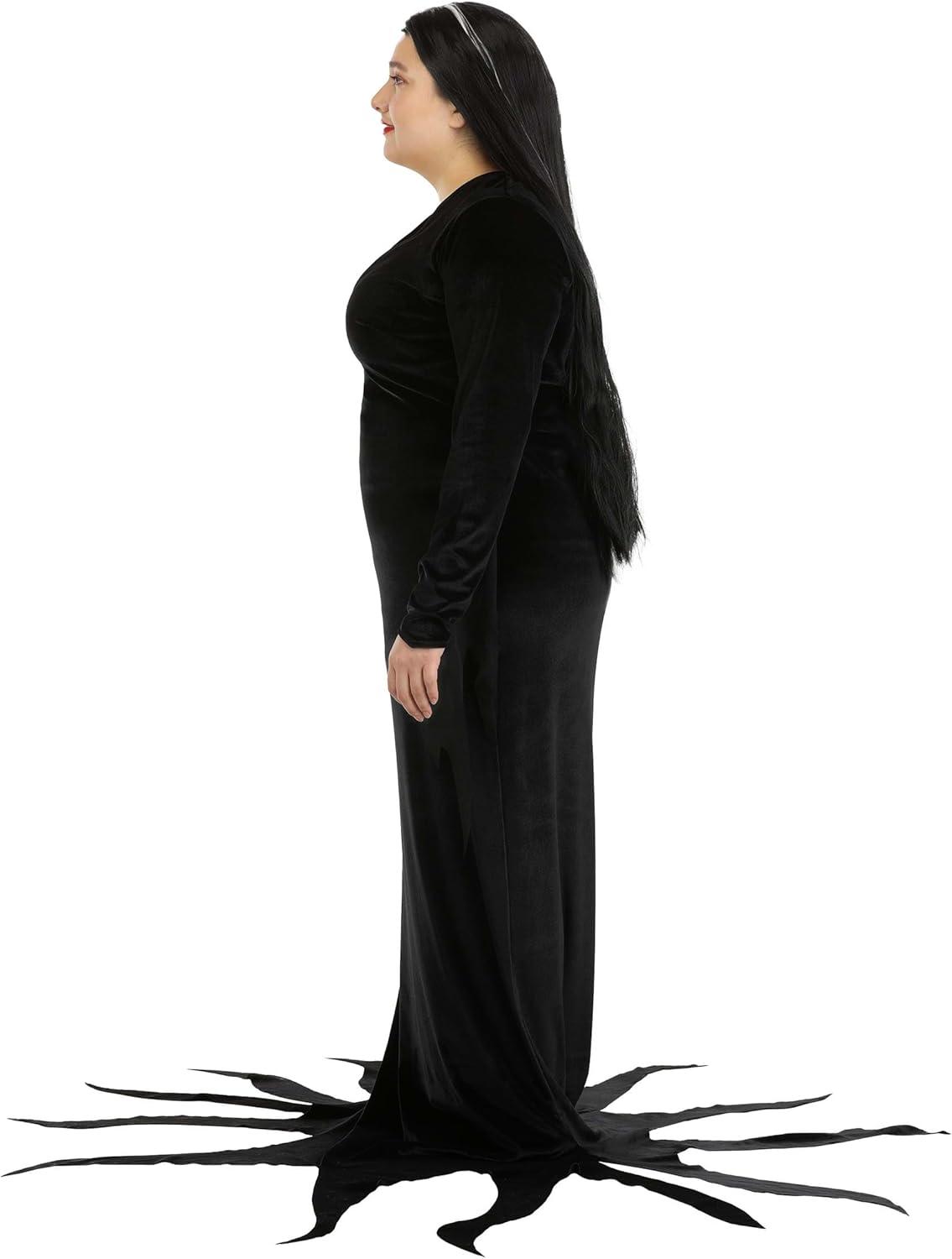 image:imagePlus Size Womens 1960s Morticia Addams Costume Officially Licensed Gothic Dress with Sheer Chiffon Sleeves for Halloween