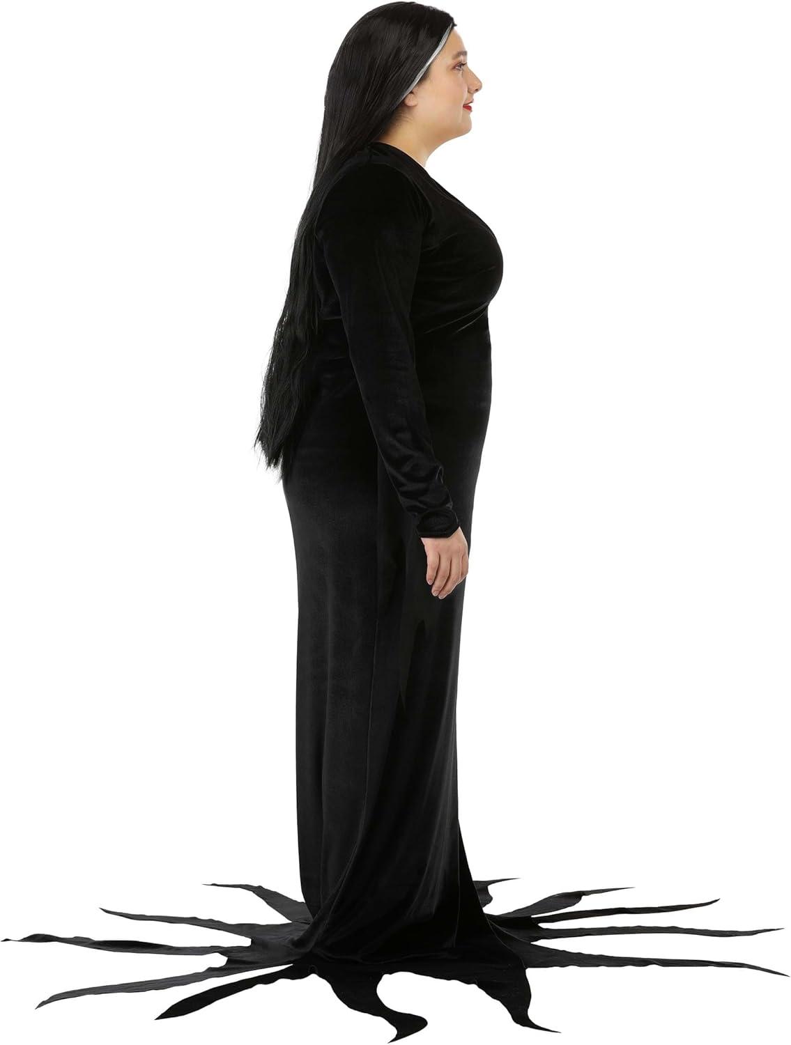 image:imagePlus Size Womens 1960s Morticia Addams Costume Officially Licensed Gothic Dress with Sheer Chiffon Sleeves for Halloween