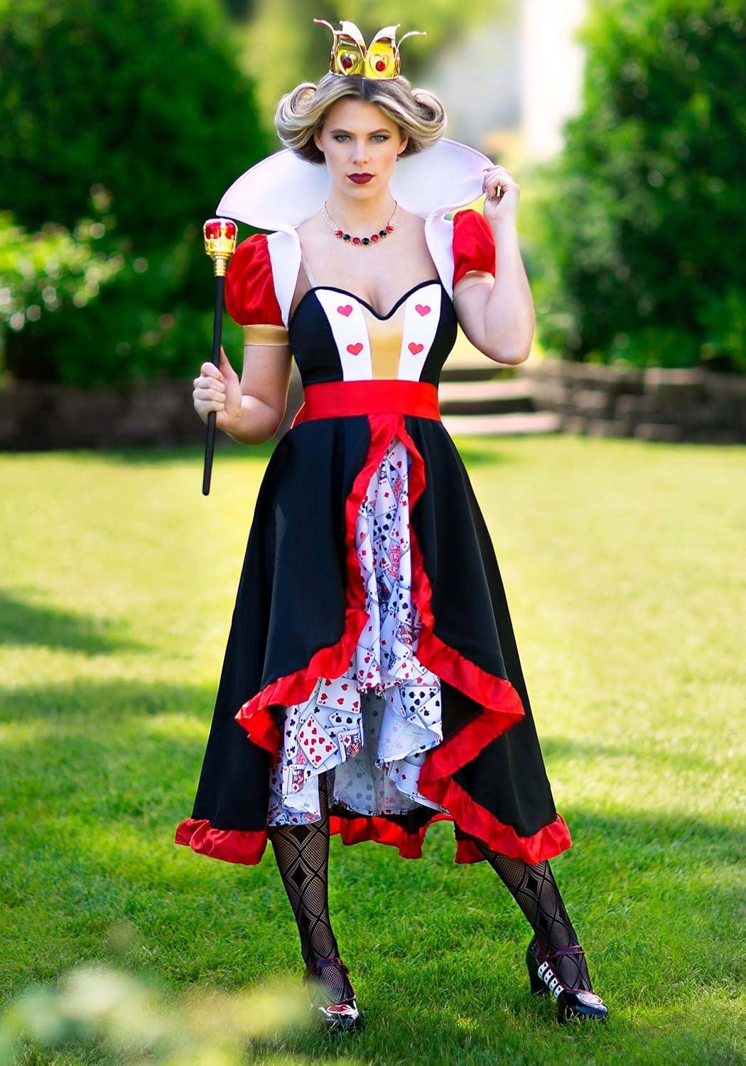 image:imageWomens Flirty Queen of Hearts Costume Corset Shrug Jacket and Skirt Adult Outfit for Halloween Costume and RoleplayBundle W Sceptor