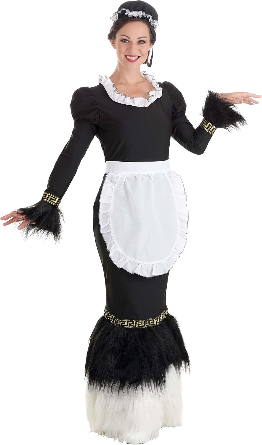 image:imageWomens French Feather Duster Halloween Costume Classic French Maid Uniform with Dress Apron amp Hat for Themed EventsBundle W Duster