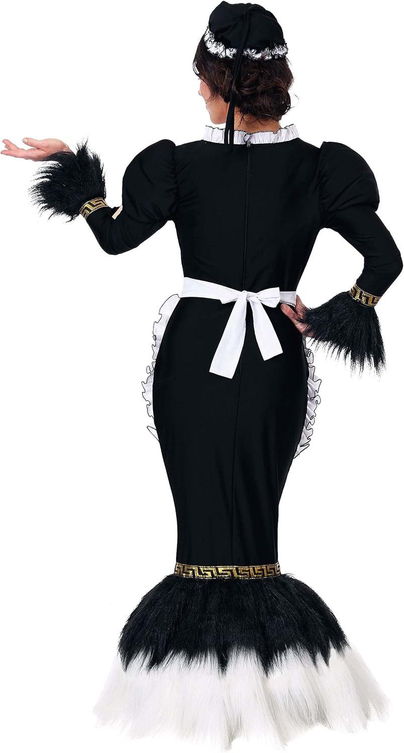 image:imageWomens French Feather Duster Halloween Costume Classic French Maid Uniform with Dress Apron amp Hat for Themed EventsBundle W Duster