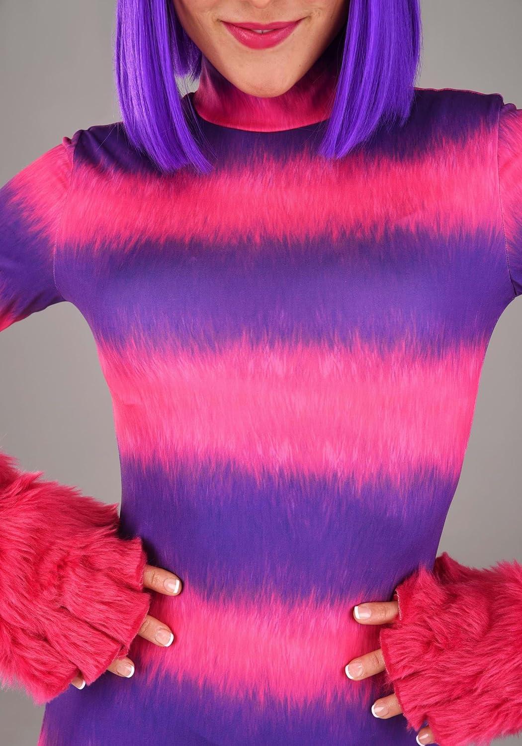 image:imageWomens Sexy Cheshire Cat Bodysuit Costume Wonderland Striped Storybook Cat Bodysuit wTail Ears amp Gloves