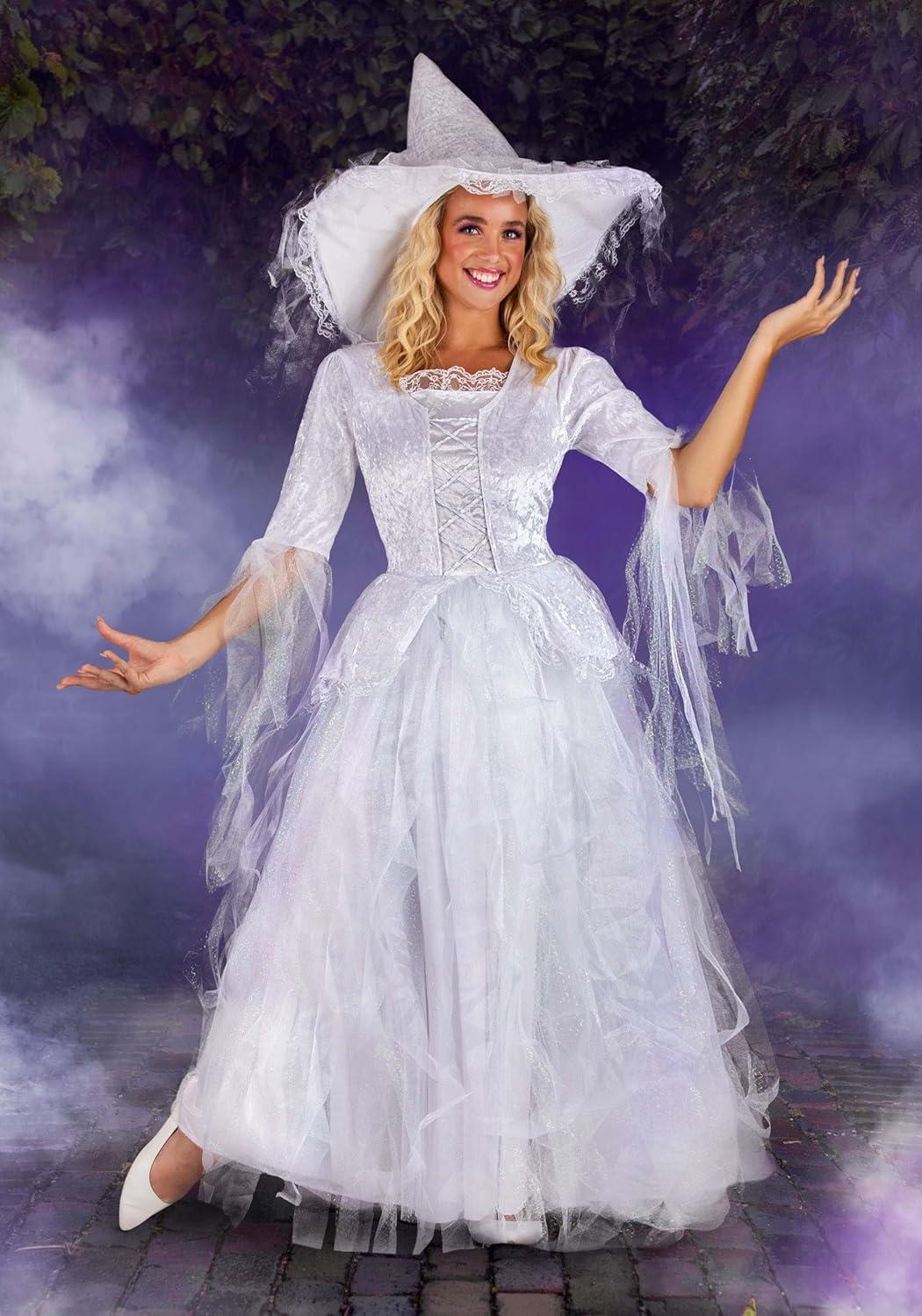 image:imageWomens White Witch Costume Dress Elegant White Fairy Cosplay Outfit for Halloween