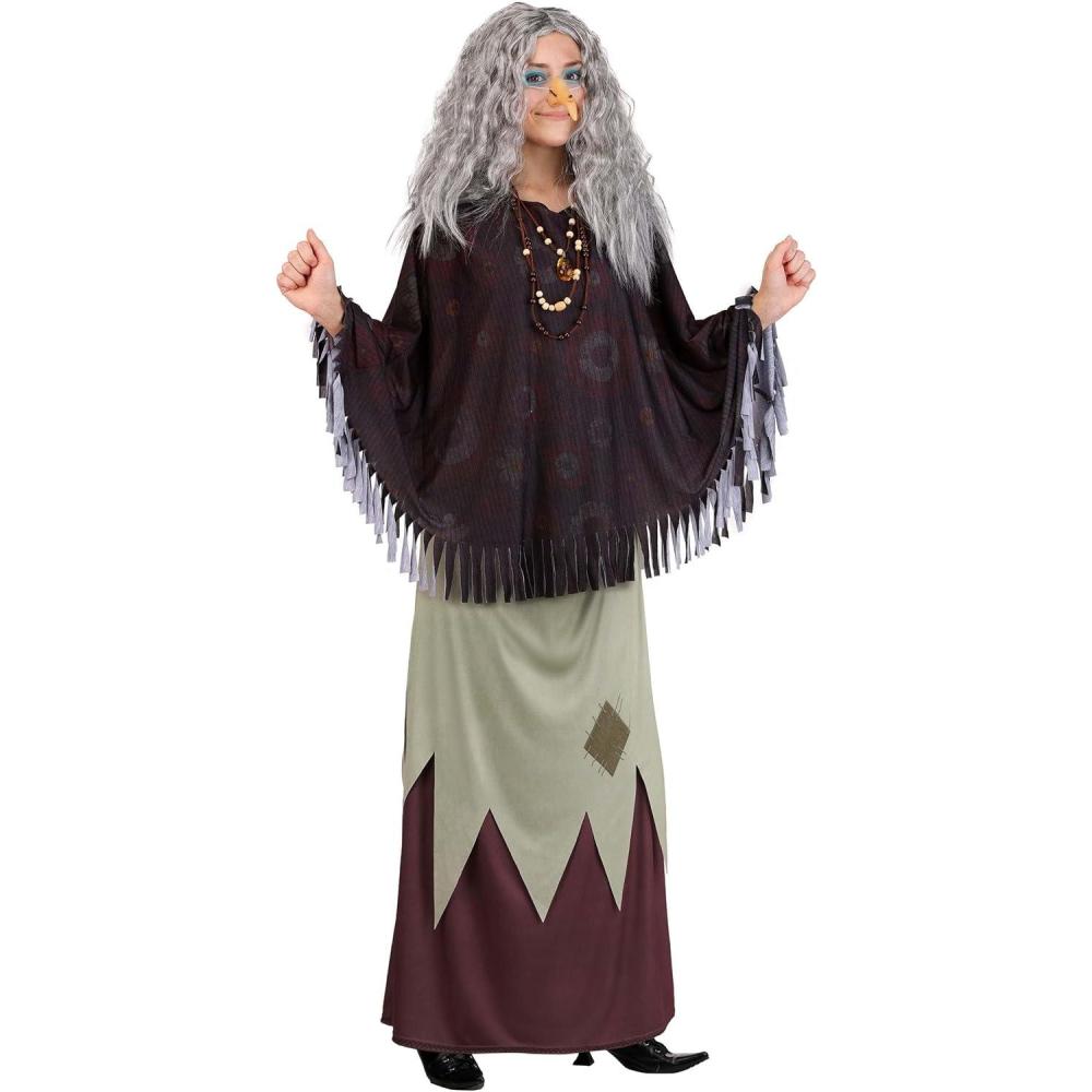 image:imageAdult Addams Family Grandmama Costume for Women  Includes Dress Poncho Necklace Wig amp Latex Nose  Halloween Outfit