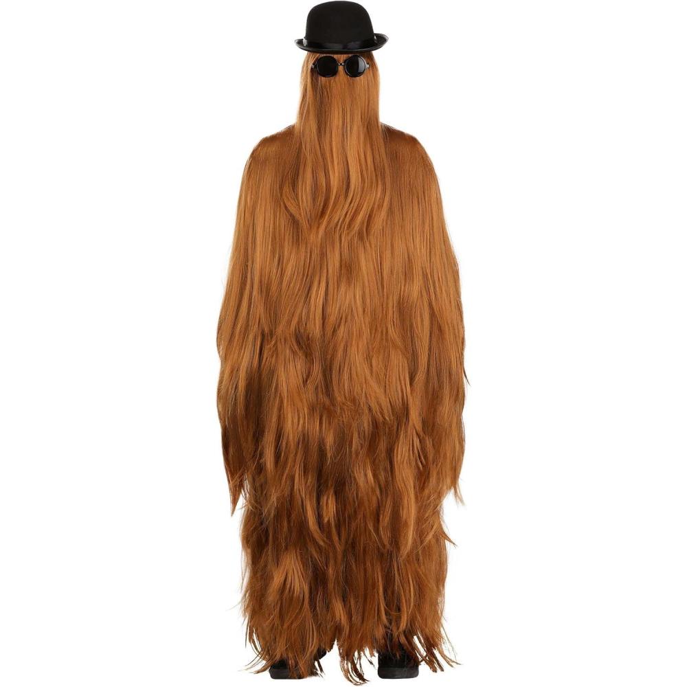 image:imageAdult Cousin Itt Costume with Hair Tunic Bowler Hat and Sunglasses for Halloween Addams Family Character Outfit