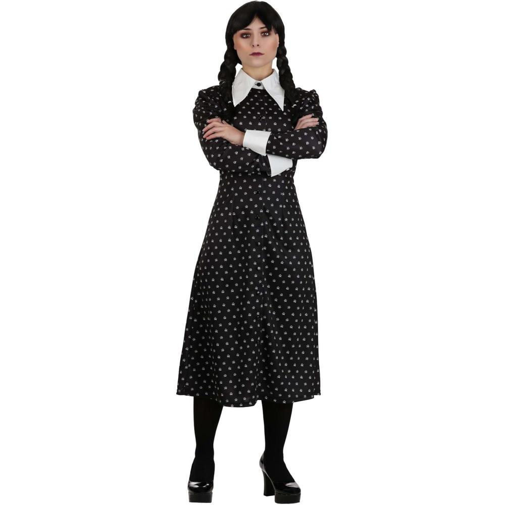 image:imageAdult Wednesday Addams Polka Dot Costume for Women  Halloween Party Outfit  Gothic Movie amp TV Show Character Dress