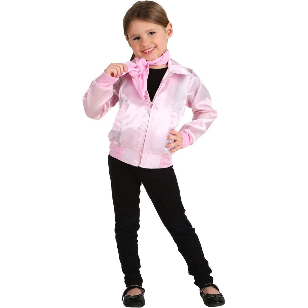 image:imageFun Costumes Grease Toddlers Pink Ladies Jacket Costume Retro 1950s Greaser Satin Sweatshirt Halloween Outfit