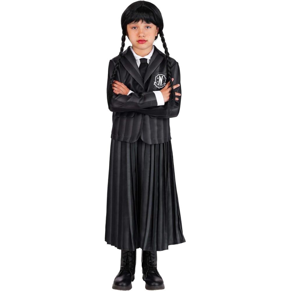 image:imageGirls Wednesday Nevermore Academy Costume School Uniform Outfit with Jacket Skirt and Shirt