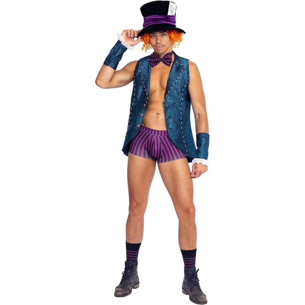 image:imageHunky Mad Hatter Costume for Men Wonderland Hot Tea Party Mens Mad Hatter Adult Costume Medium Blue