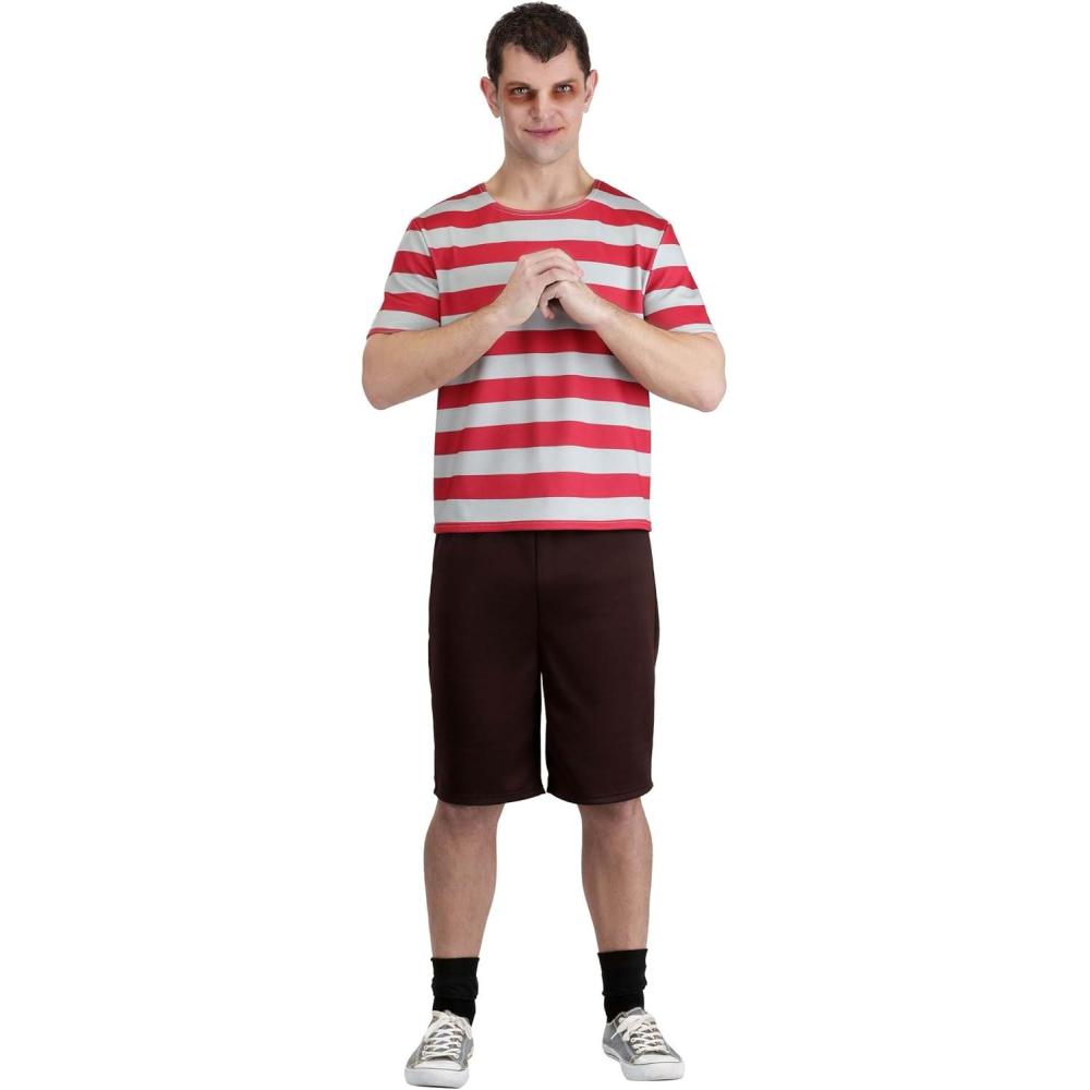 image:imageMens Addams Family Pugsley Costume  Adult Striped Shirt with Shorts for Halloween Cosplay