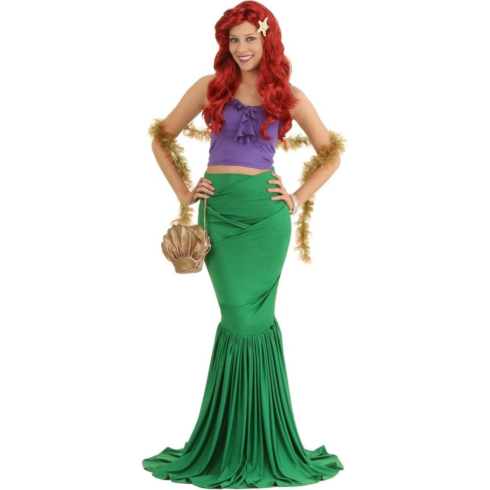 image:imageMermaid Dress Costume for Women Adult Sea Princess Outfit with Tail Skirt and Starfish Hair ClipMermaid Dress Costume