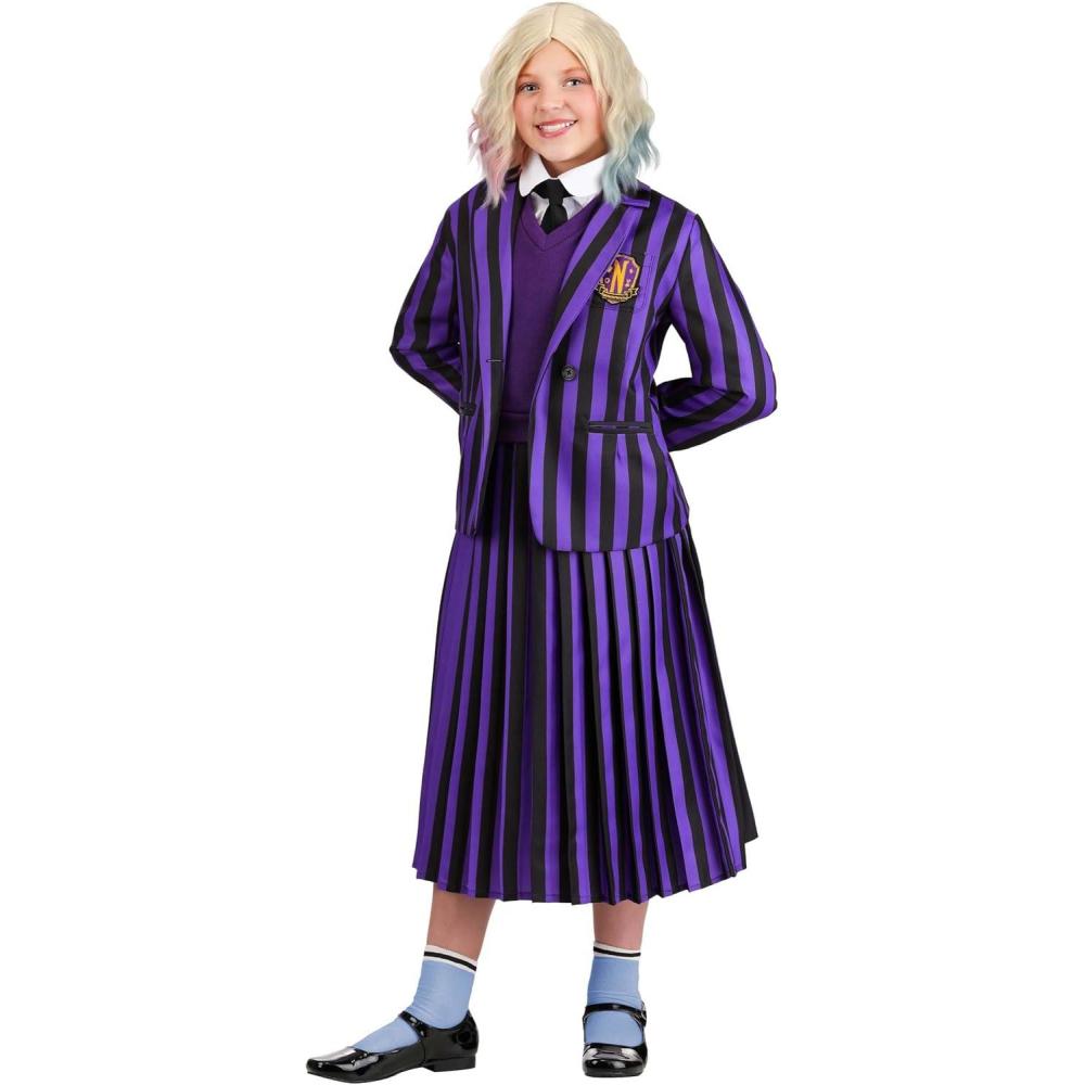 image:imageNevermore Academy Enid Sinclair Girls Costume with Jacket Skirt Vest Shirt amp Tie  Wednesday Themed Halloween Outfit