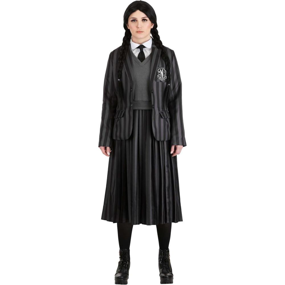 image:imageNevermore Academy Wednesday Addams Costume for Women with Blazer Shirt Vest Skirt and Tie  Halloween Uniform Outfit