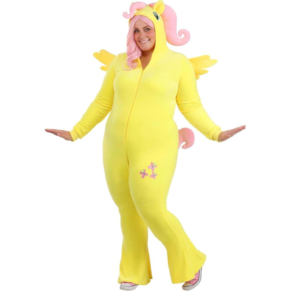 image:imagePlus Size My Little Pony Fluttershy Costume for Women Includes Jumpsuit with Attached Hood Tail Mane and Wings