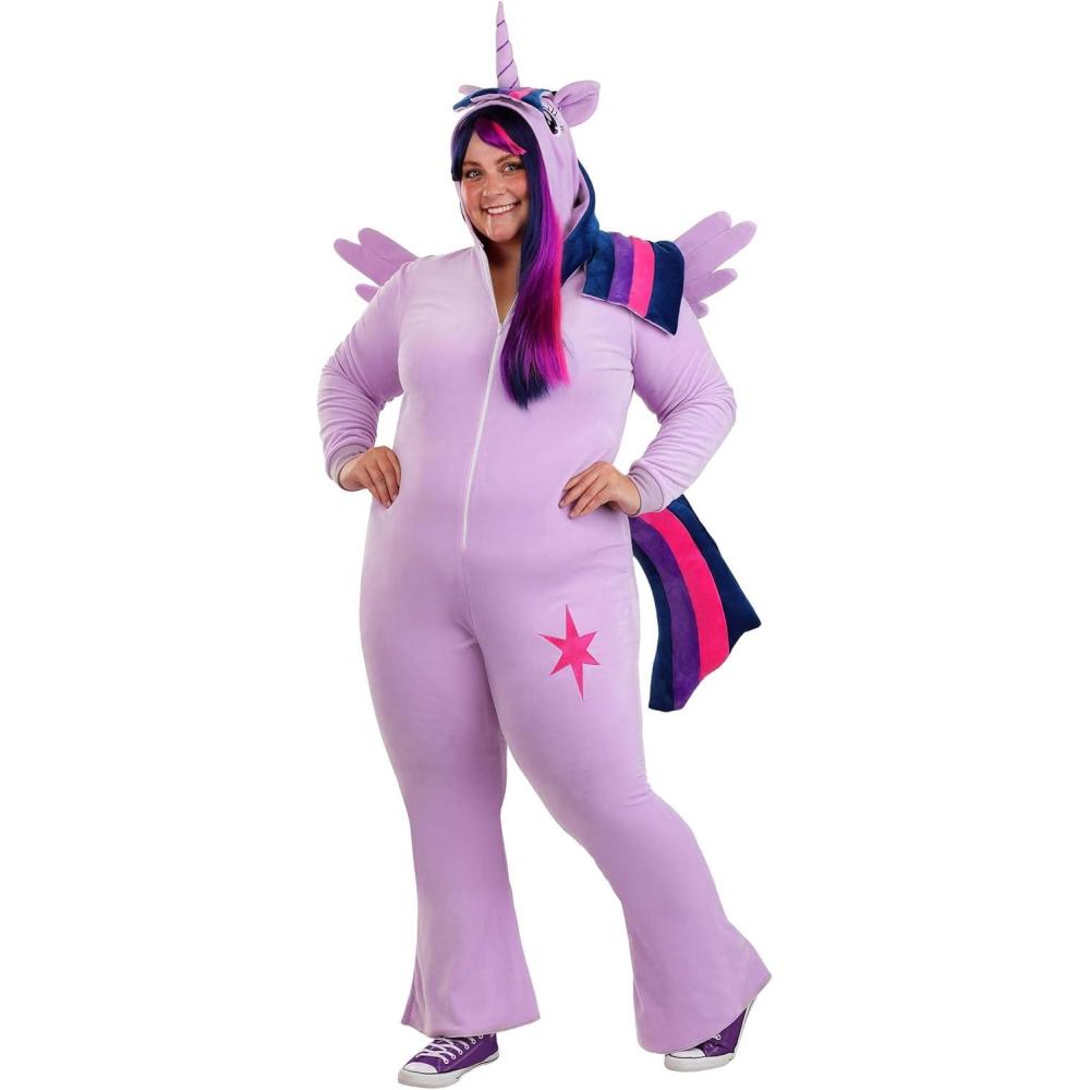 image:imagePlus Size My Little Pony Twilight Sparkle Costume for Women Includes Jumpsuit with Attached Hood Tail Mane and Wings