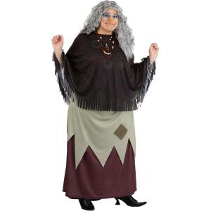 Adult Addams Family Plus Size Grandmama Costume for Women | Dress, Poncho, Necklace, Wig & Latex Nose | Halloween Outfit