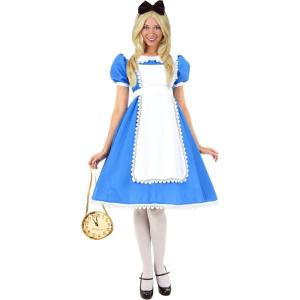 Alice in Wonderland Blue Dress Costume Women with Apron and Headband X-Small(X-Small)