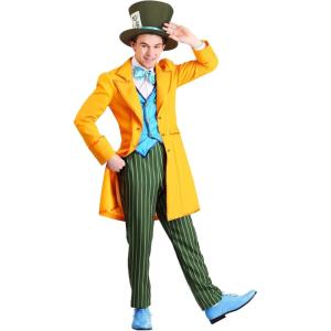 Alice in Wonderland Classic Mad Hatter Adult Costume- with Jacket, Pants, Bow Tie, Hat – Officially Licensed(Costume)