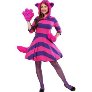 Cheshire Cat Costume for Women, Alice in Wonderland Cat Costume Dress with Gloves for Halloween & Dress Up Party(Clothingaccessories)
