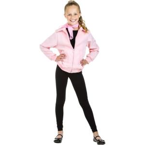 Fun Costumes Kid’s Grease Jacket Costume, Child Deluxe Pink Ladies Jacket – Pink – X-Large(X-Small)