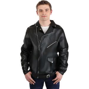 Men’s Grease Black T-Birds Jacket with Logo | Adult Danny Zuko Thunderbirds Costume Jacket for Halloween & Themed Parties