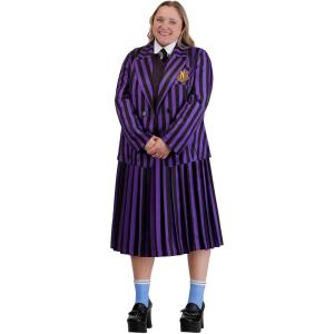 Nevermore Academy Enid Sinclair Women’s Plus Size Costume with Shirt, Vest, Jacket, Skirt, & Tie | Halloween Cosplay Fun