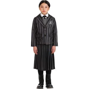 Nevermore Academy Wednesday Addams Costume for Girls with Blazer, Shirt, Vest, Skirt, and Tie | Halloween Uniform Outfit