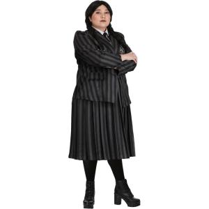 Nevermore Academy Wednesday Addams Costume for Plus Size Women with Blazer, and Accessories | Halloween Uniform Outfit
