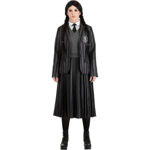 Nevermore Academy Wednesday Addams Costume for Women with Blazer, Shirt, Vest, Skirt, and Tie | Halloween Uniform Outfit