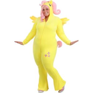 Plus Size My Little Pony Fluttershy Costume for Women – Includes Jumpsuit with Attached Hood, Tail, Mane, and Wings