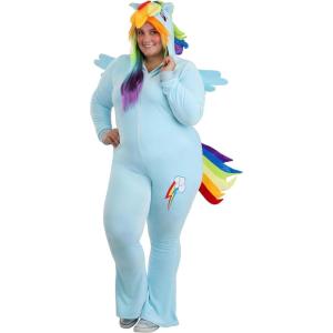 Plus Size My Little Pony Rainbow Dash Costume for Women – Includes Jumpsuit with Attached Hood, Tail, Mane, and Wings