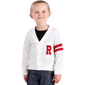 Step into 50s Coolness: Toddler Deluxe Grease Rydell High Letterman Sweater – Embrace Vintage Style(White)