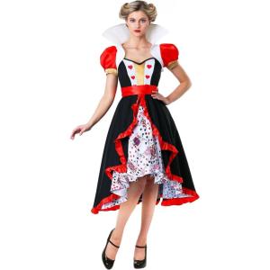 Women’s Flirty Queen of Hearts Costume, Corset, Shrug Jacket, and Skirt Adult Outfit for Halloween Costume and Roleplay(Bundle W/ Sceptor)
