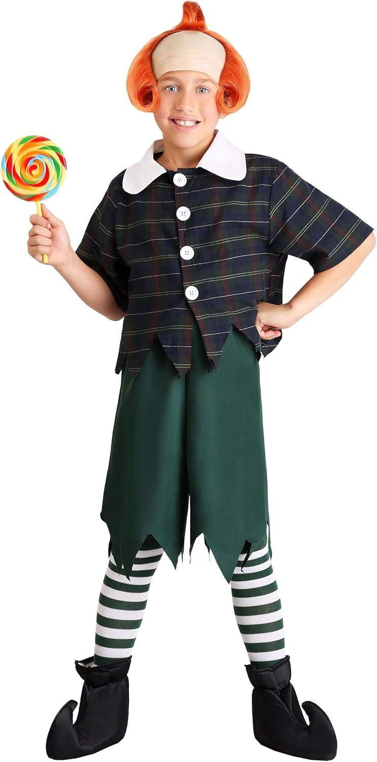 image:imageChild Munchkin Costume for Kids Plaid ButtonUp Shirt Drawstring Shorts Green amp White Striped Socks