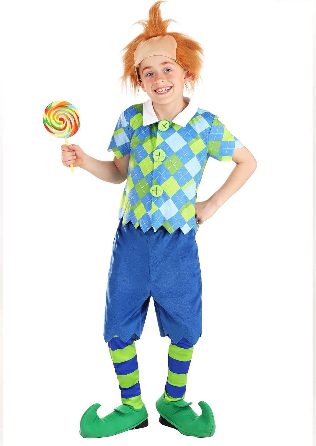image:imageDeluxe Plaid Munchkin Boys Costume Shirt Shorts Leggings Wig and Shoe