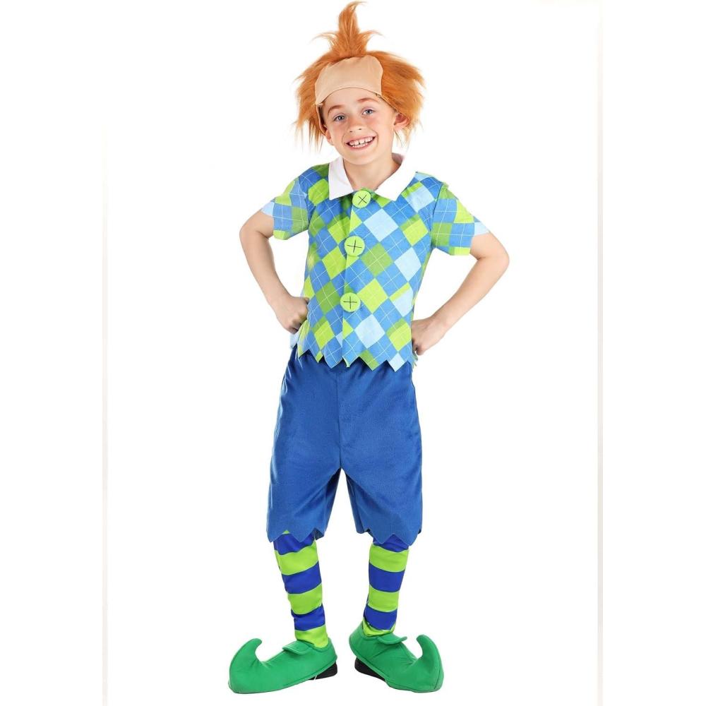 image:imageDeluxe Plaid Munchkin Boys Costume Shirt Shorts Leggings Wig and Shoe