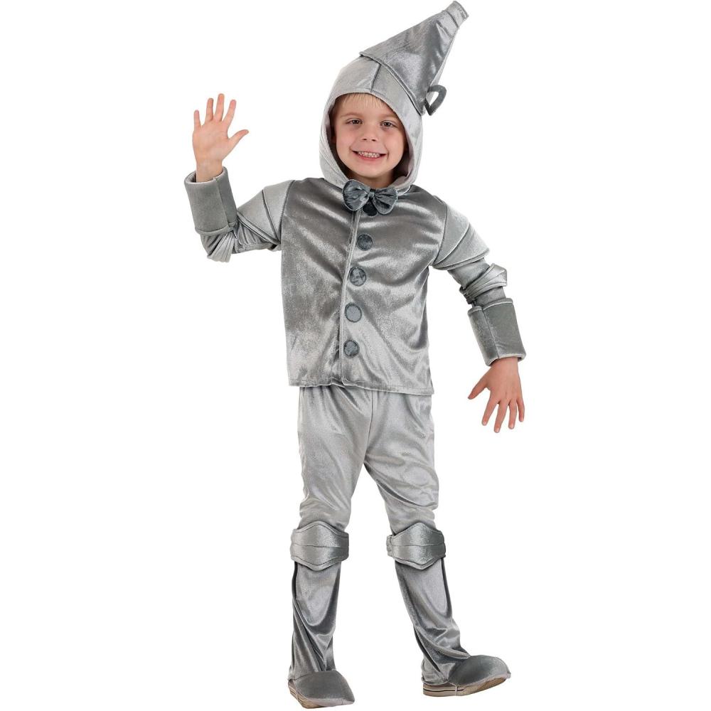 image:imageToddler Silver Tin Man Costume  Kids Wizard of Oz Halloween Character Outfit  Hooded Hat Bow
