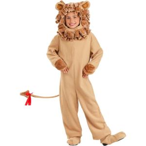 Child Lion Costume, Plush Animal Jumpsuit for Kids, Jungle Cat Outfit for Halloween(Costume)