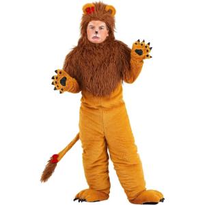 Classic Storybook Lion Costume for Kids – Plush Jumpsuit with Faux Fur Mane, Tail, Gloves & Foot Covers